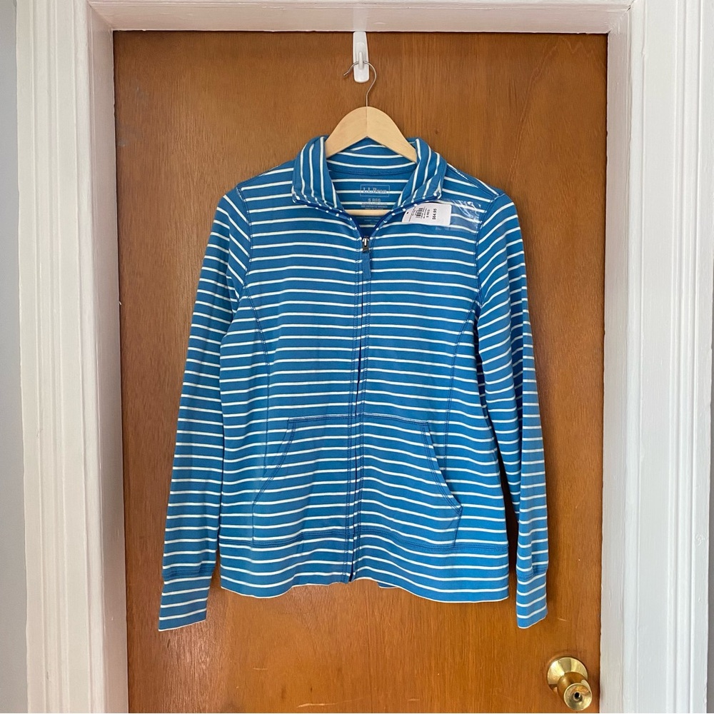 •LL Bean jersey striped zip jacket NWT• Size S